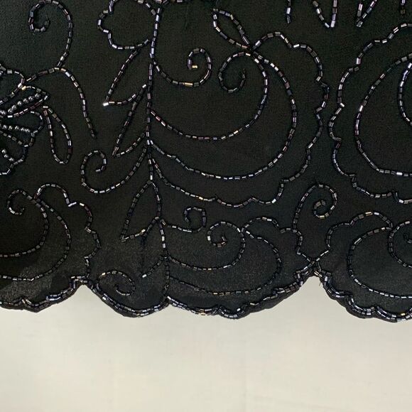 Vintage 90s JMD New York Black Floral Beaded Sleeveless Dressy Top Size L - Picture 8 of 13
